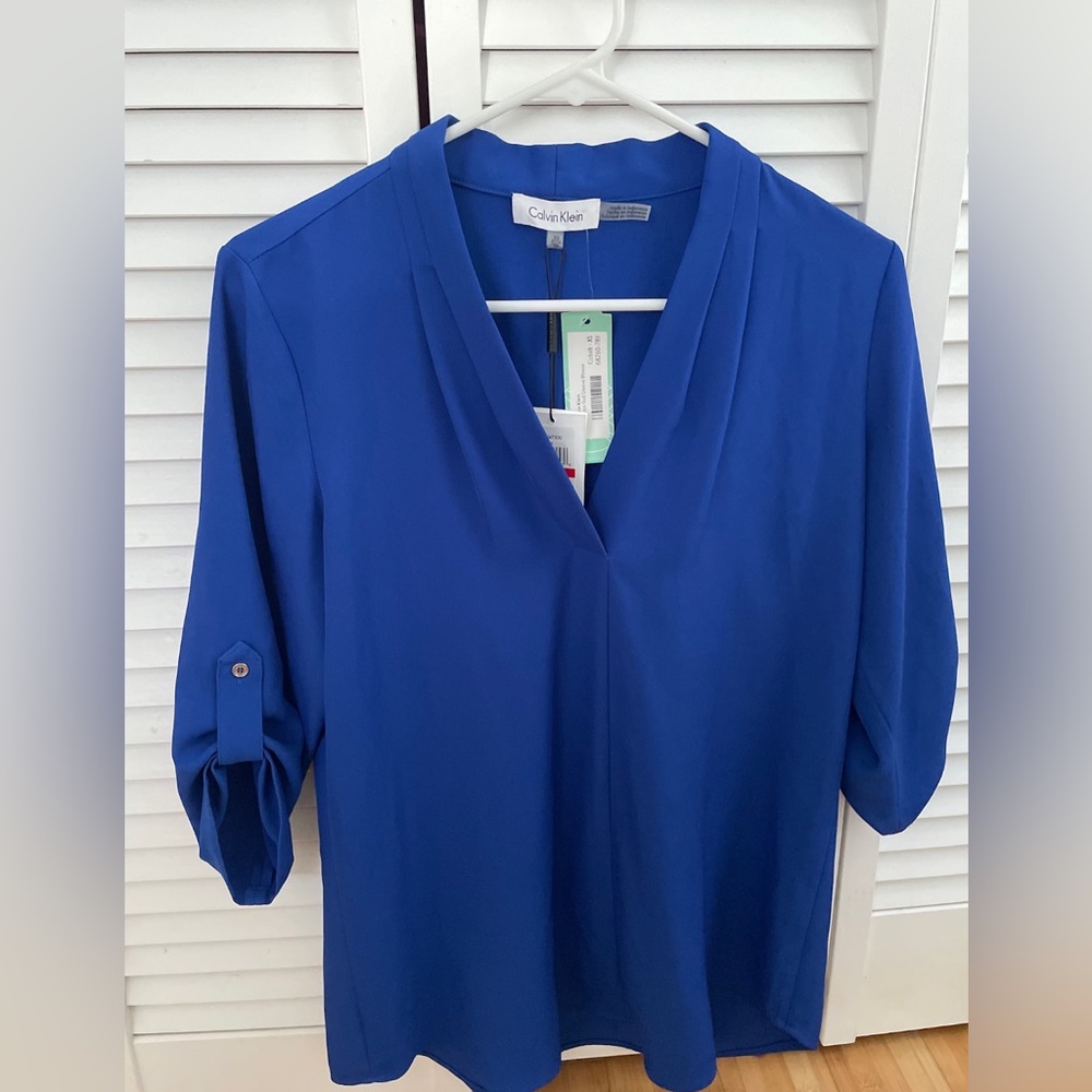 Calvin Klein Cobalt Blue Blouse (XS, NWT)
